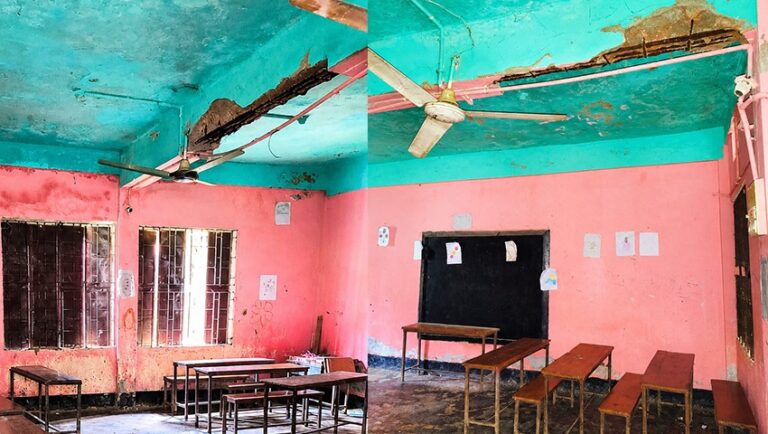 আজমিরীগঞ্জে প্রাথমিক বিদ্যালয়ে জরাজীর্ণ ভবন, শঙ্কায় সন্তানদের স্কুলে পাঠাচ্ছেন না অভিভাবকরা